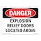 Signmission Safety Sign, OSHA Danger, 5" Height, Explosion Relief Doors Located Above, Landscape OS-DS-D-57-L-2335 - alternate 1